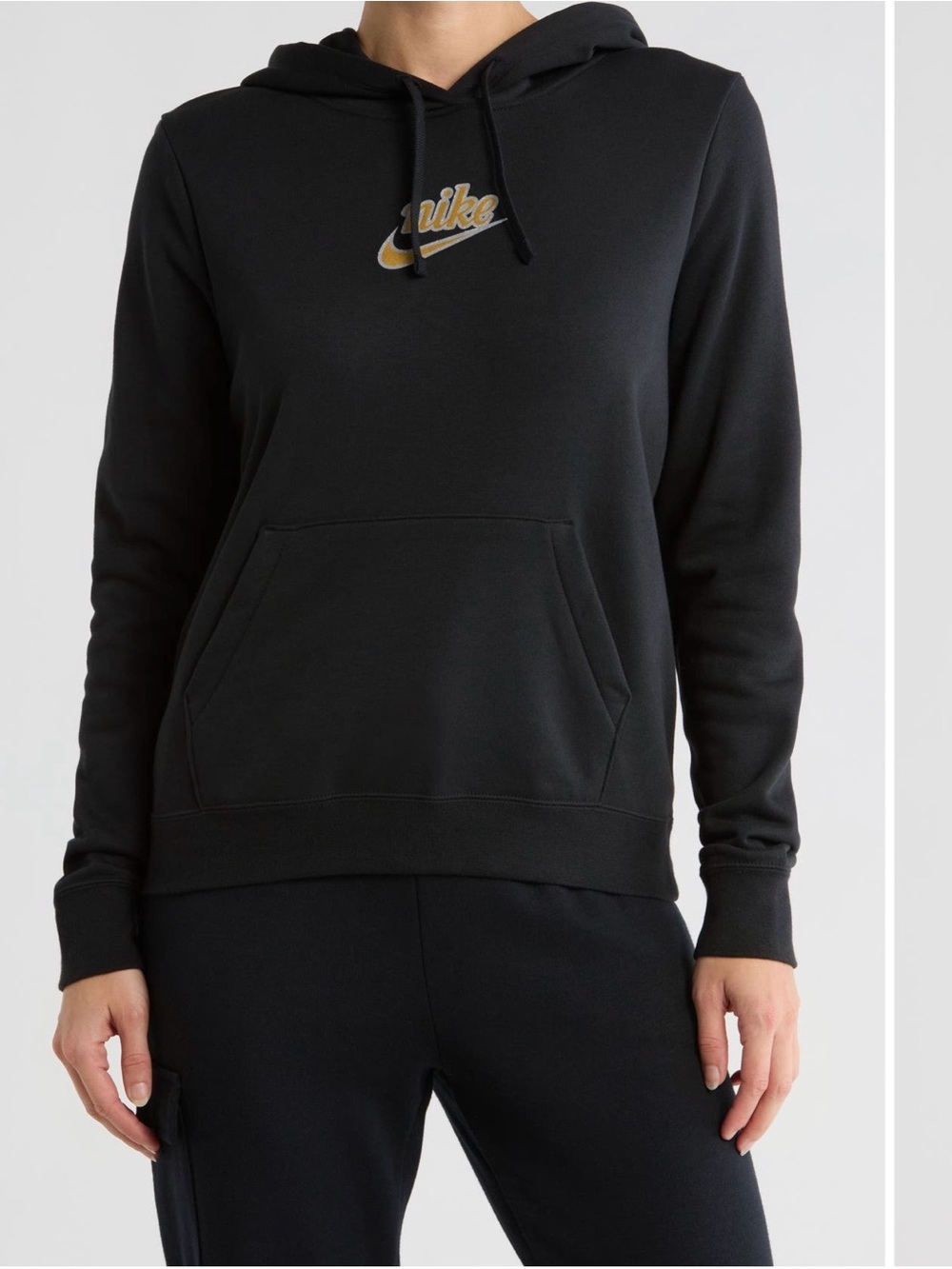 Nike Black Pullover Hoodie with Yellow Swoosh